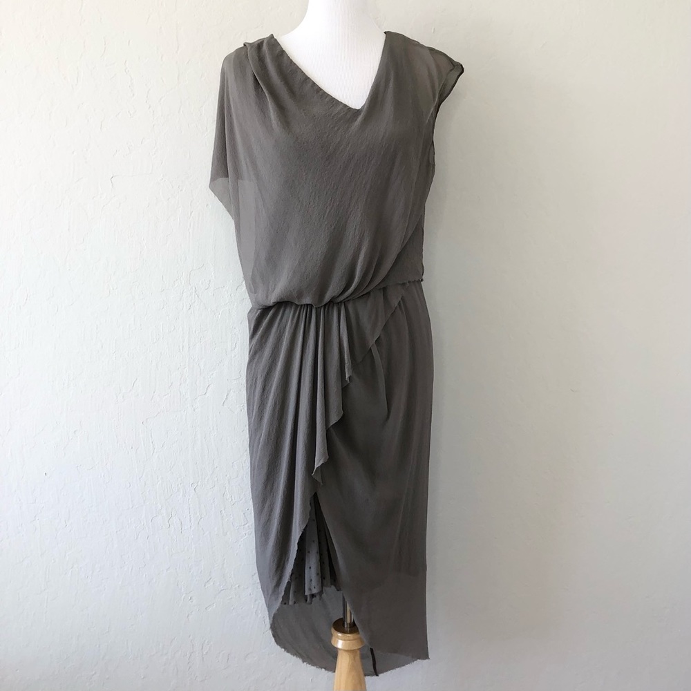 Helmut Lang Asymmetrical Draped Silk Dress